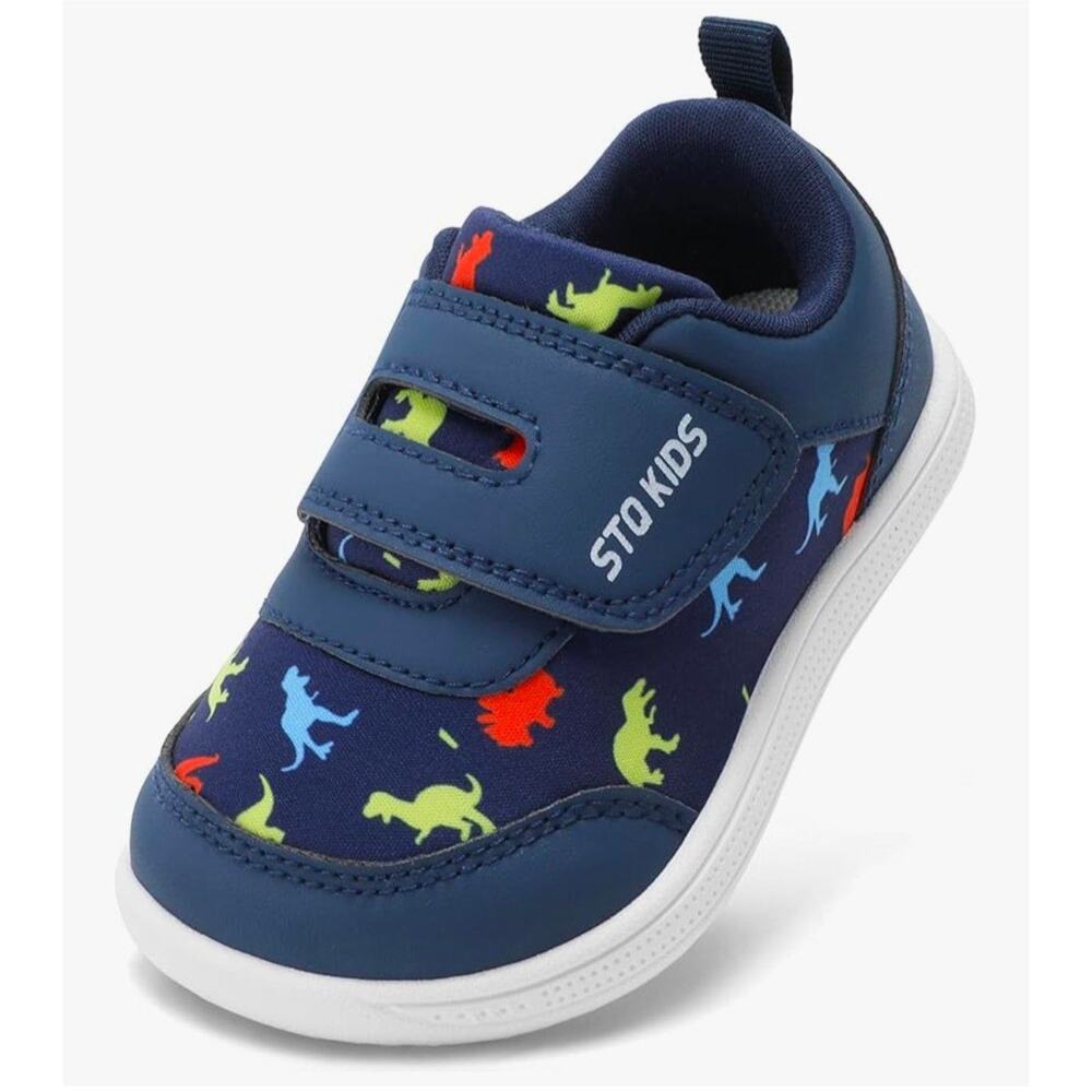 Toddler Wide Toe Box Shoes Barefoot 7C NWT Canvas Flat Blue Dinosaur